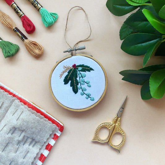 Winter Botanicals Ornament- DIY Beginner Hand Embroidery Craft Kit