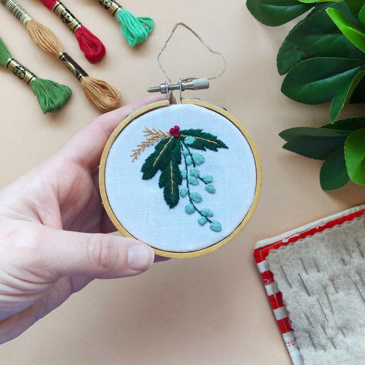 Winter Botanicals Ornament- DIY Beginner Hand Embroidery Craft Kit