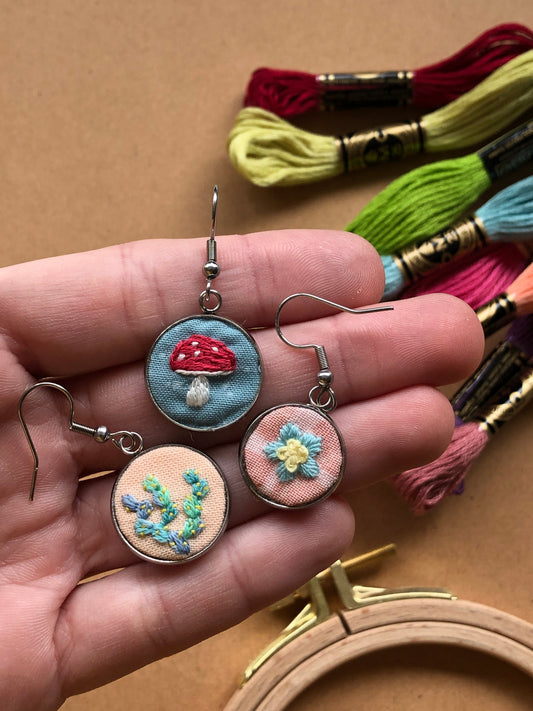 Embroidered Earrings - Beginner DIY Craft Kit