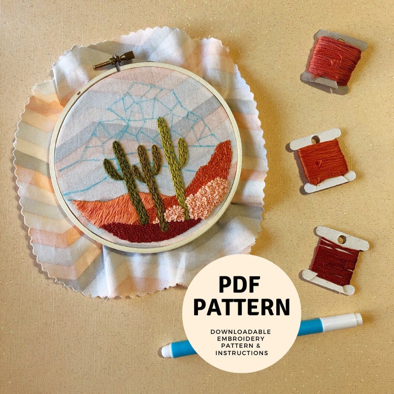 Cactus Desert - Advanced Hand Embroidery Pattern