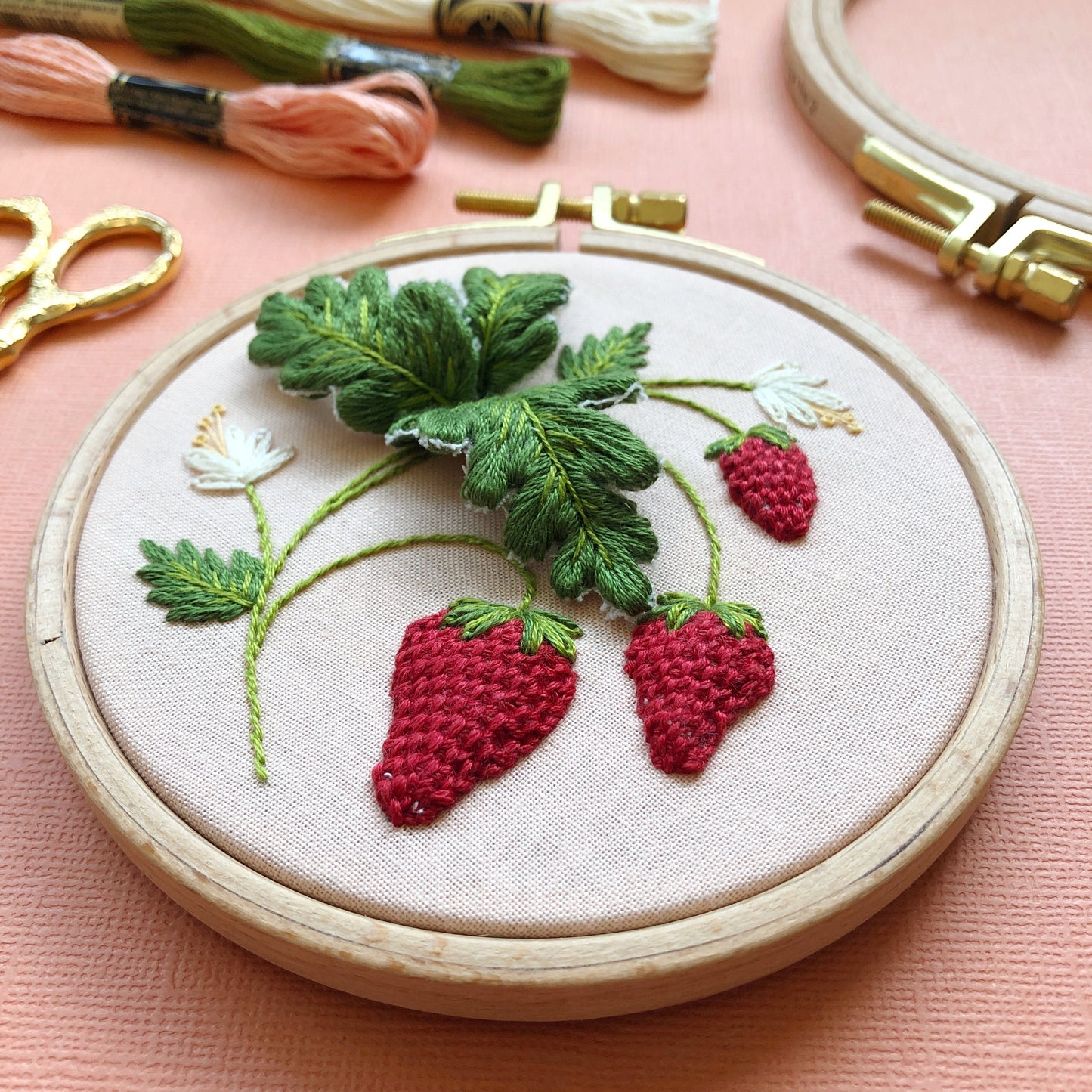 Stumpwork Strawberries - Intermediate Hand Embroidery DIY Craft Kit