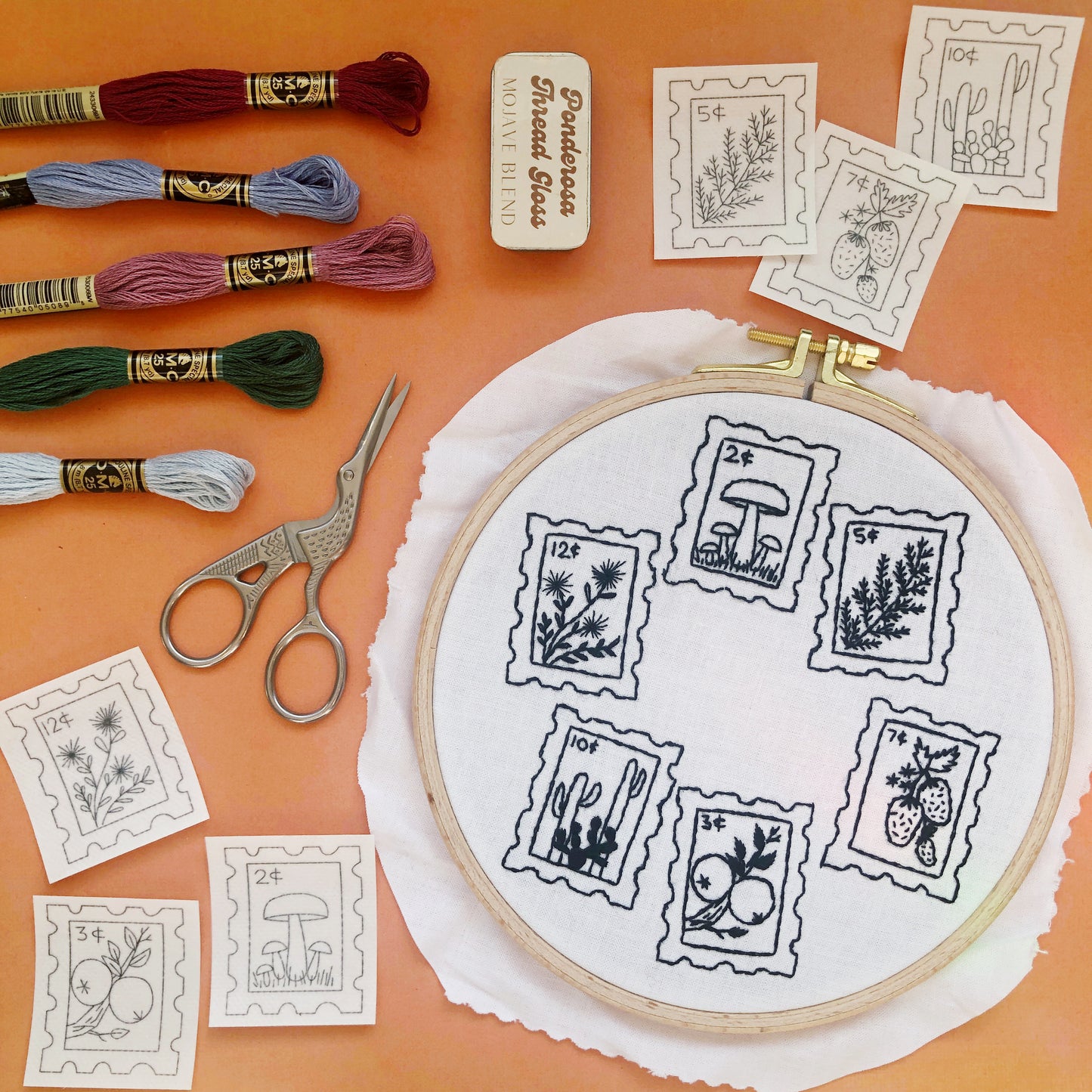 Botanical Stamps - Peel Stick and Stitch Hand Embroidery Patterns