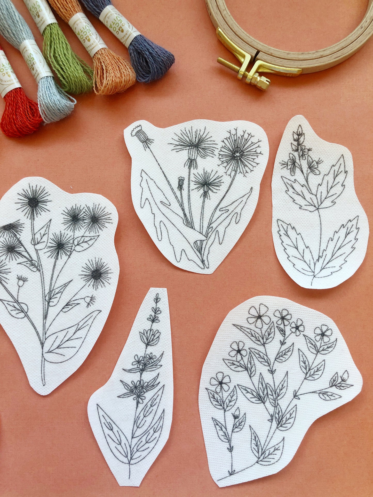 Unconventional Flowers - Peel Stick and Stitch Hand Embroidery Patterns
