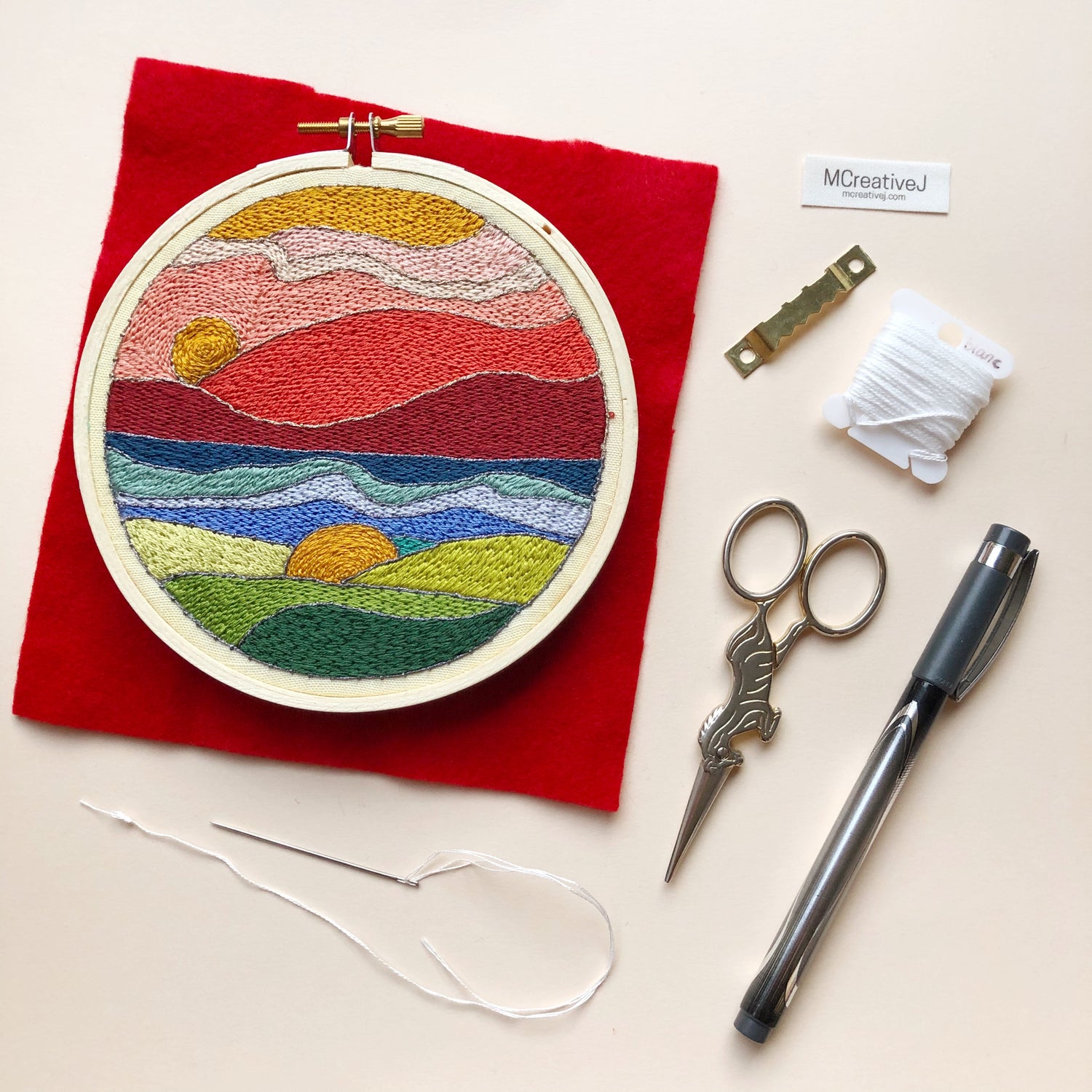 Stained Glass Landscape- Intermediate DIY Embroidery Kit – MCreativeJ