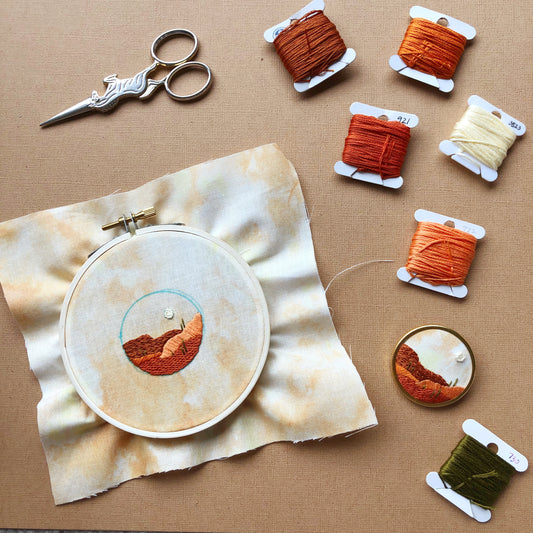 Desert Landscape Pin - Beginner DIY Embroidery Craft Kit