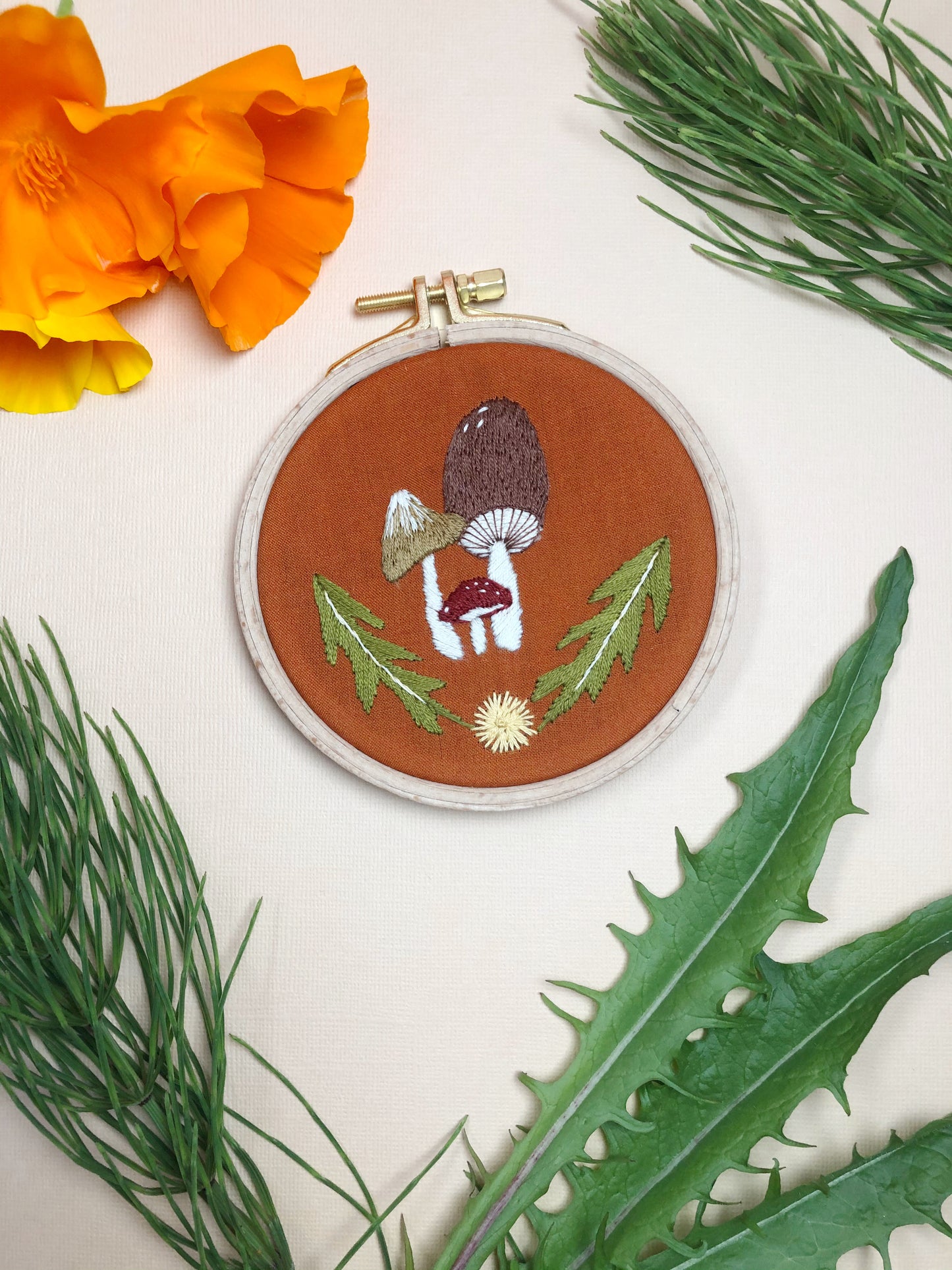 Mushroom Trio - Intermediate Embroidery DIY Craft Kit