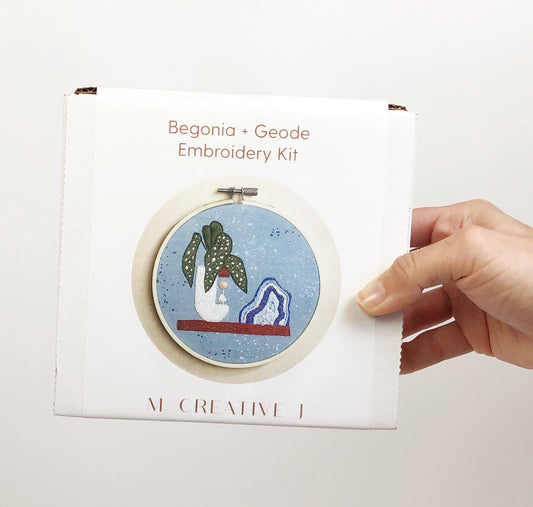 Begonia + Geode Intermediate Embroidery DIY Craft Kit