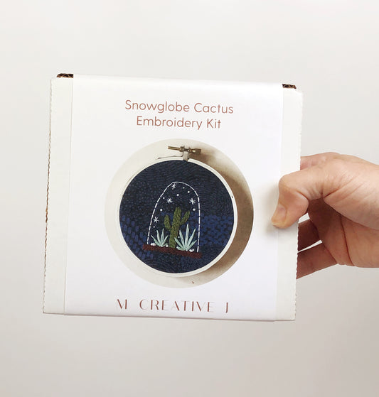 Cactus Snow Globe- Beginner Hand Embroidery DIY Craft Kit