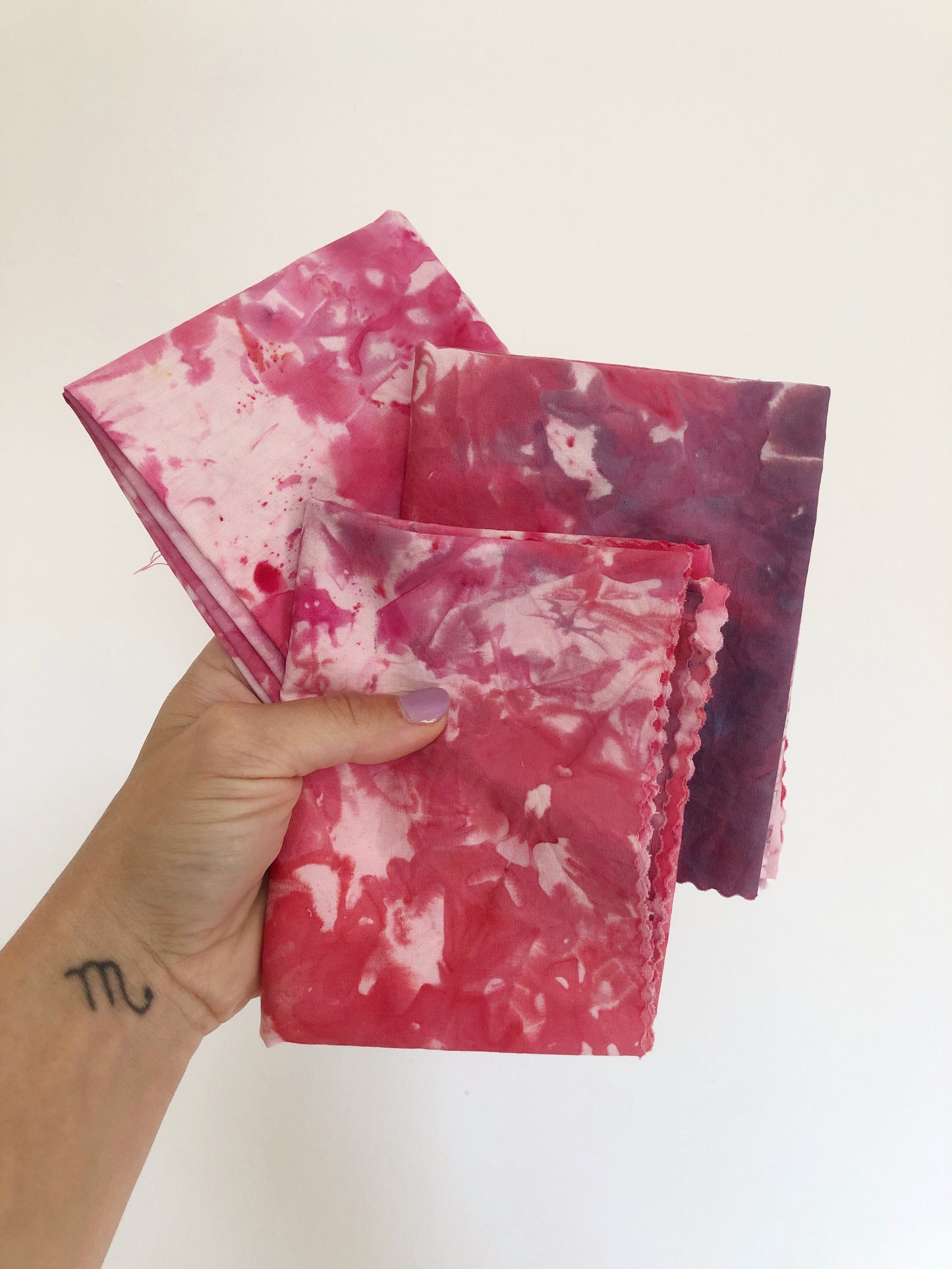 Girly- Pink, Magenta, and Purple Ice Dyed Fat Quarter Fabric