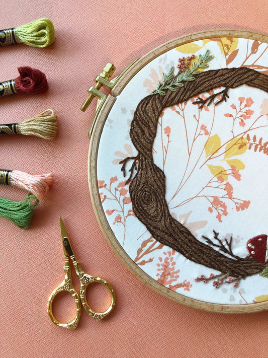 Woodland Wreath - Intermediate Hand Embroidery PDF Pattern