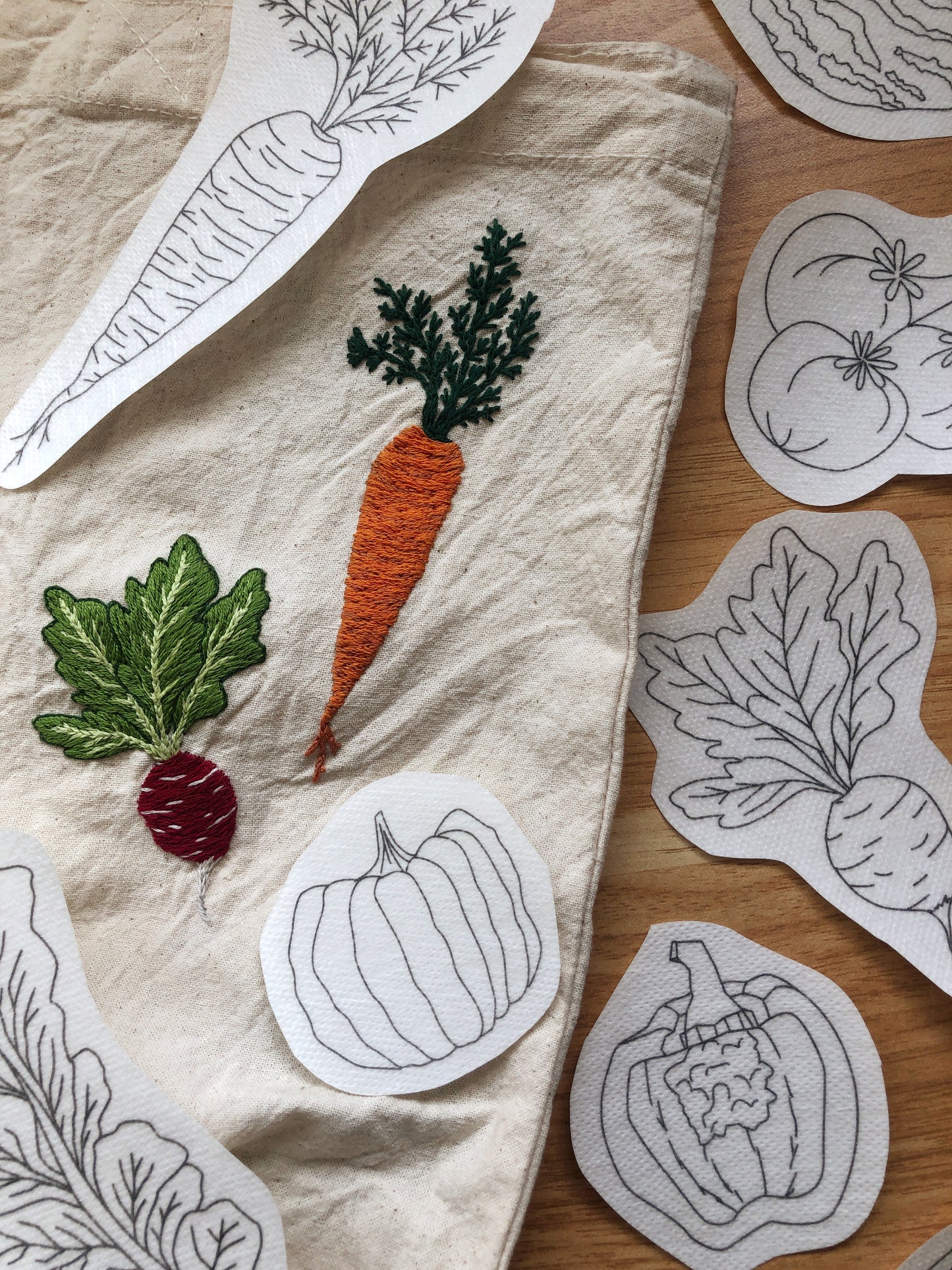 Veggie Delight - Peel Stick and Stitch Hand Embroidery Patterns