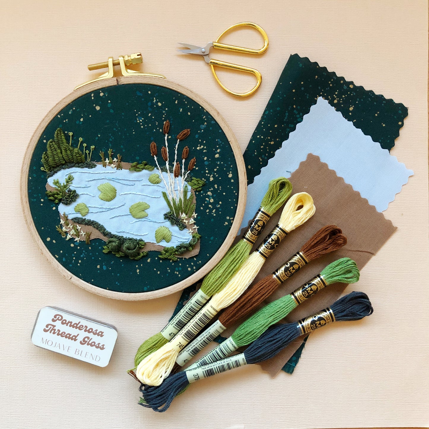 3D Lily Pad Pond - Advanced Hand Embroidery DIY Craft Kit