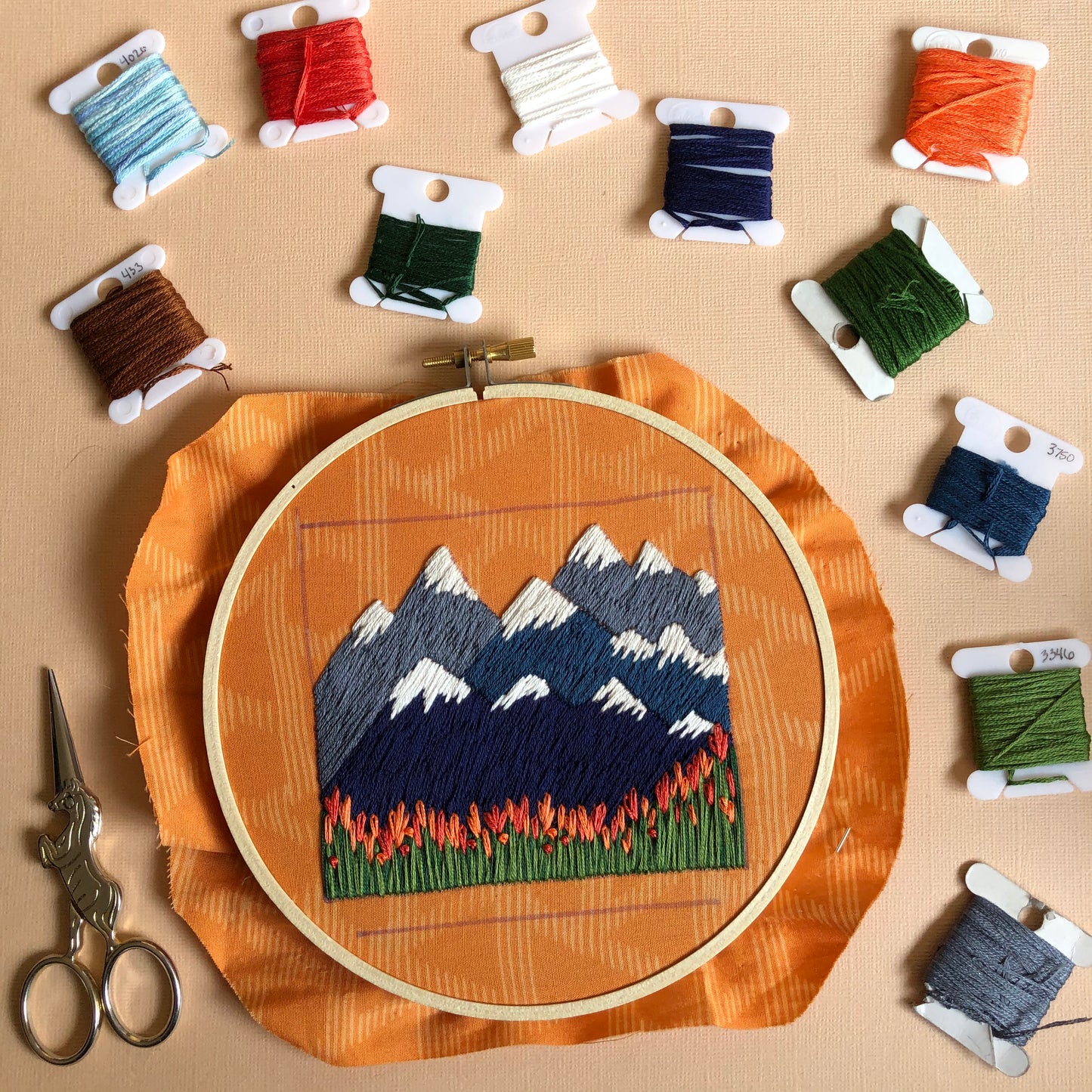 PNW Mountains and Tulips - Intermediate DIY Embroidery Craft Kit