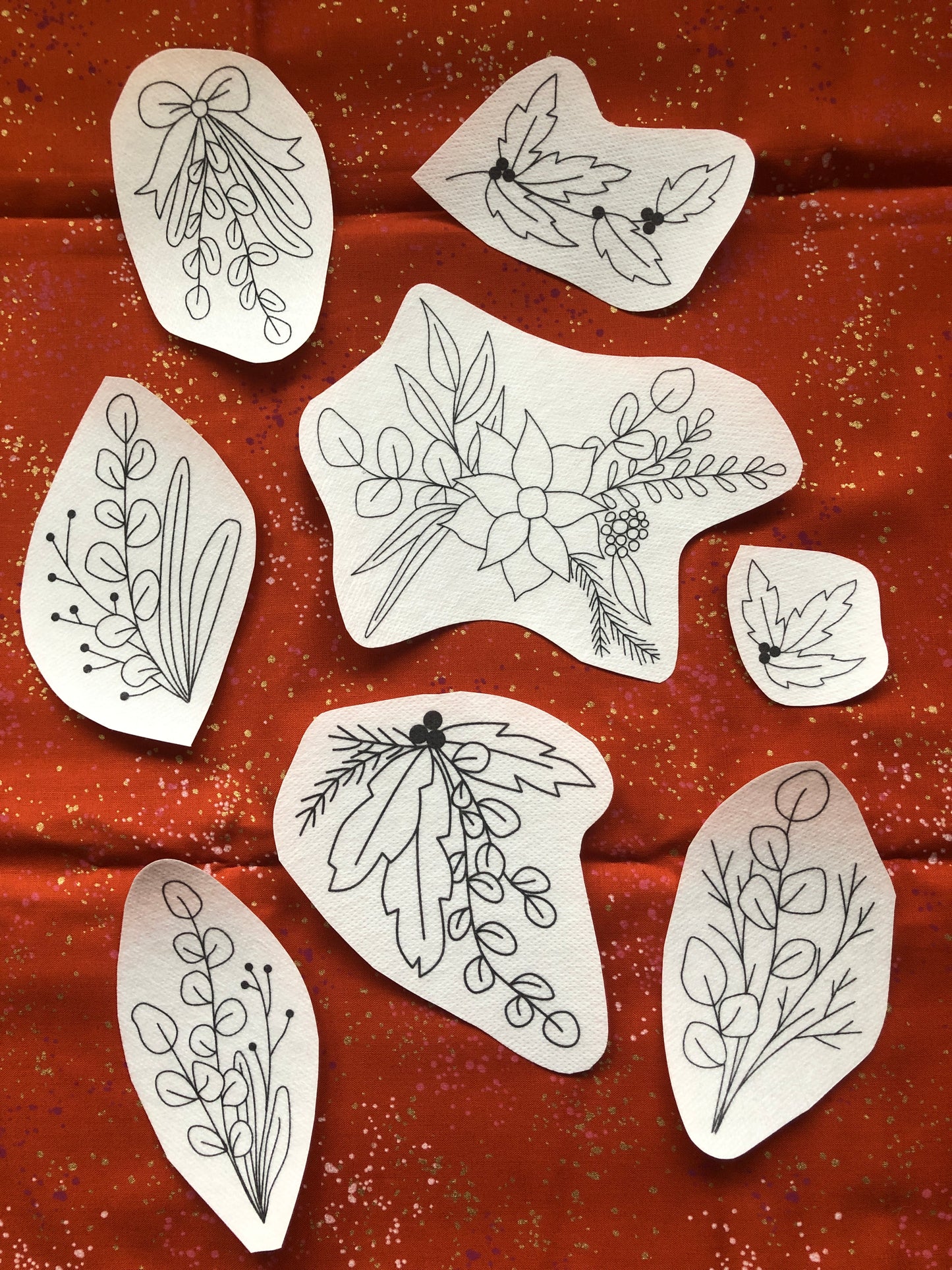 Holiday Botanicals - Peel Stick and Stitch Hand Embroidery Patterns