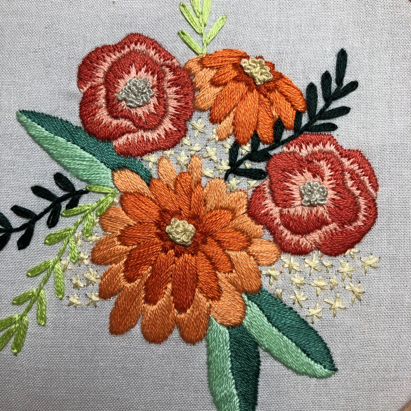 Spring Flowers - Beginner Hand Embroidery Pattern PDF