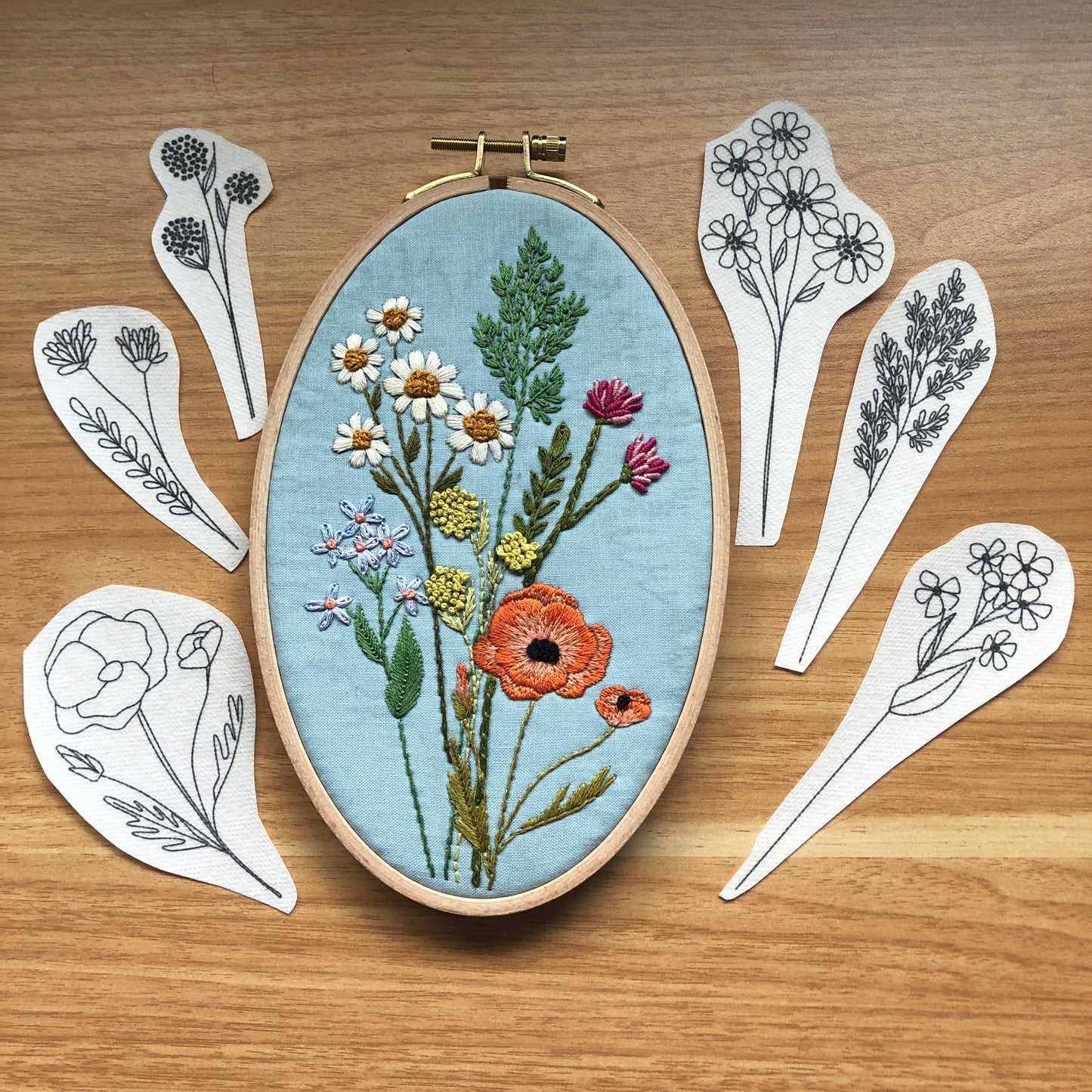 Wildflower Stems - Peel Stick and Stitch Hand Embroidery Patterns