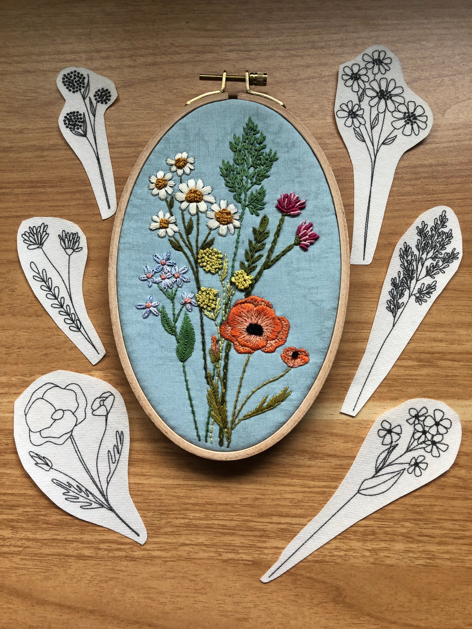 3 Pack Beginner Embroidery Kit Modern Flower Embroidery Kit