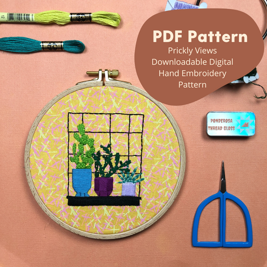 Prickly Views - Hand Embroidery Pattern PDF