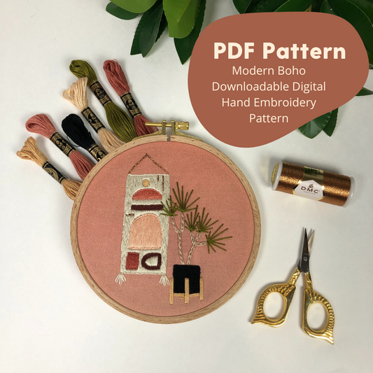 Modern Boho - Beginner Hand Embroidery Pattern PDF