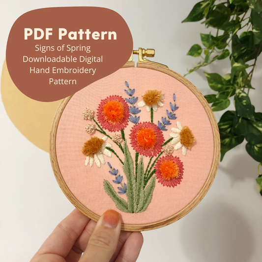 Signs of Spring - Intermediate Hand Embroidery Pattern PDF