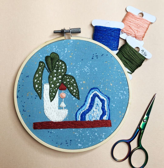 Begonia + Geode Intermediate Embroidery DIY Craft Kit