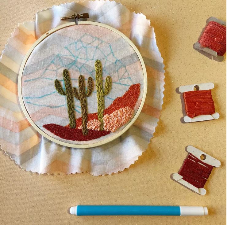 Cactus Desert Landscape- Advanced Embroidery DIY Craft Kit