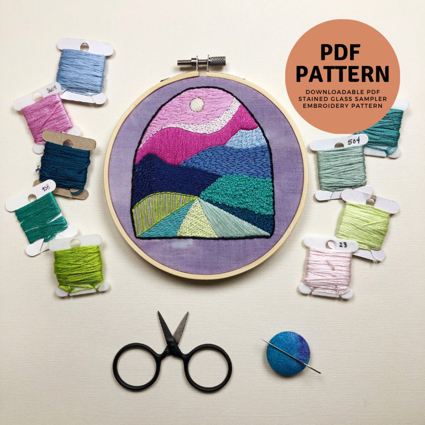 Stained Glass Sampler - Intermediate Hand Embroidery Pattern