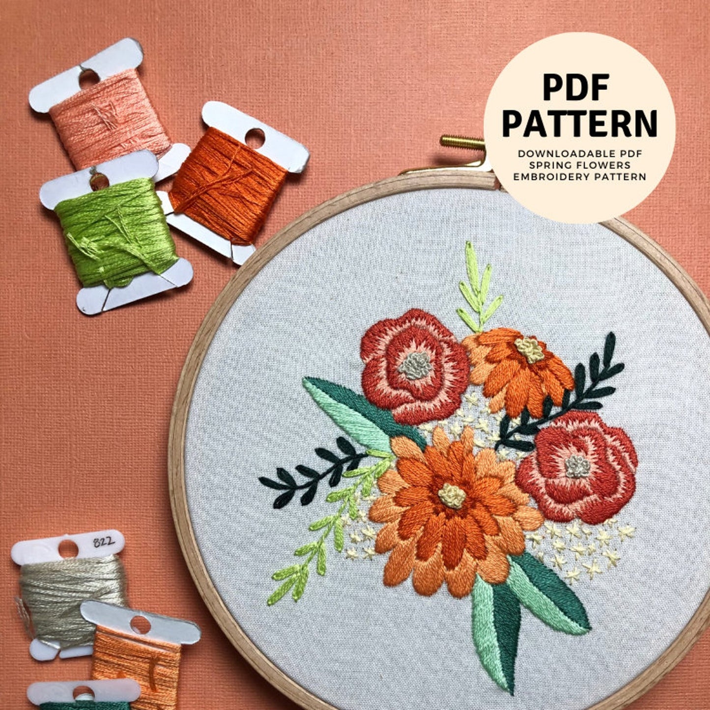 Spring Flowers - Beginner Hand Embroidery Pattern