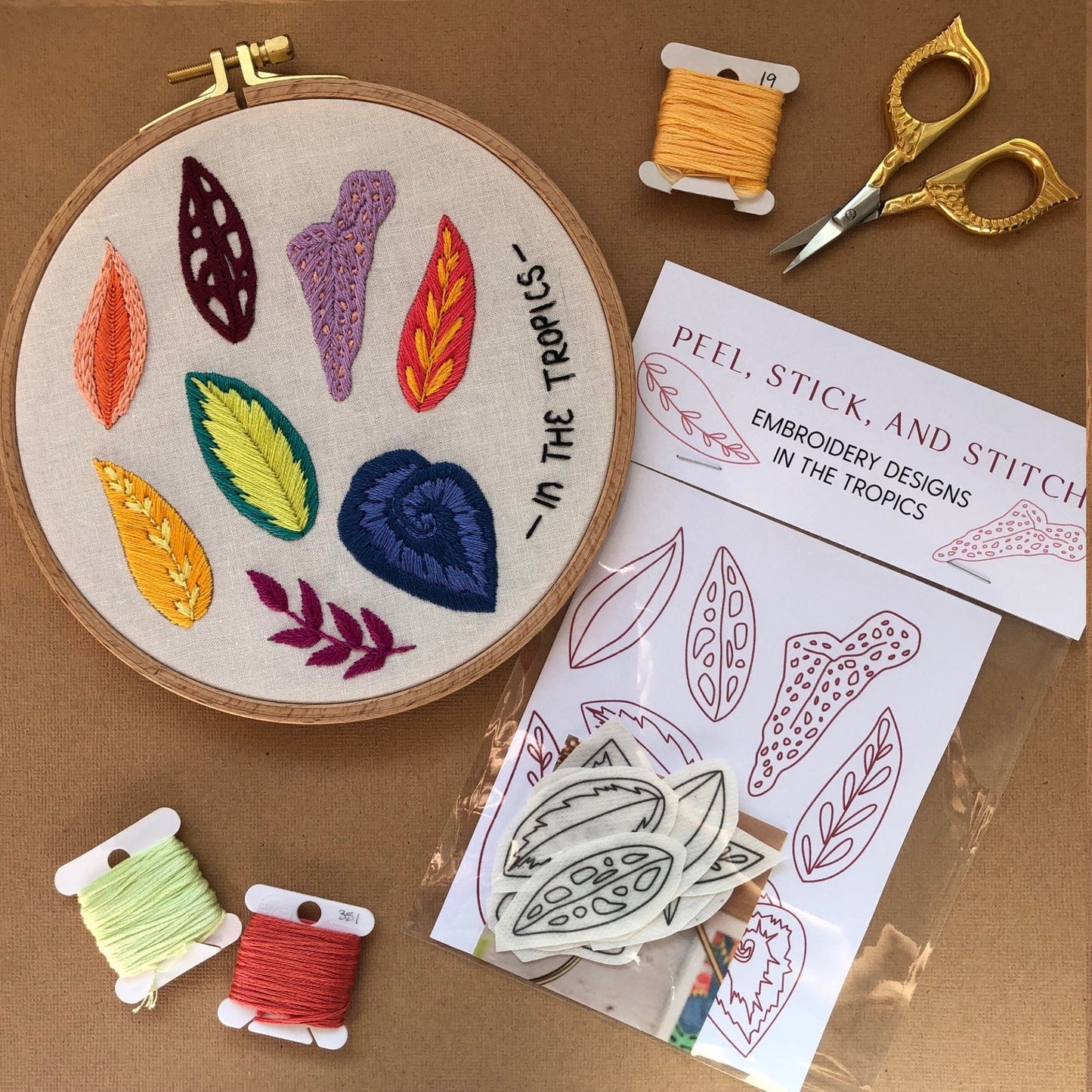 In The Tropics - Peel Stick and Stitch Hand Embroidery Patterns