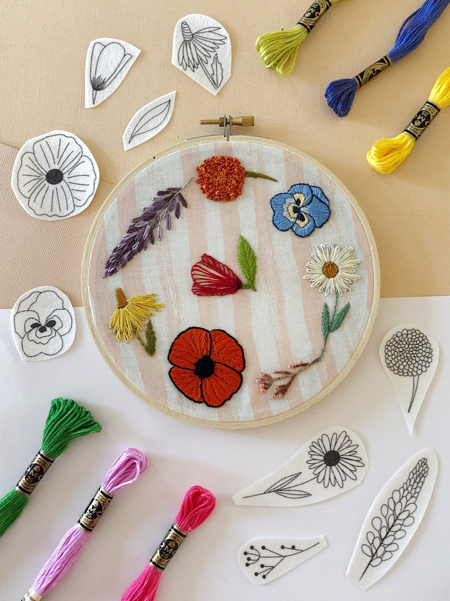Wildflowers - Peel Stick and Stitch Hand Embroidery Patterns