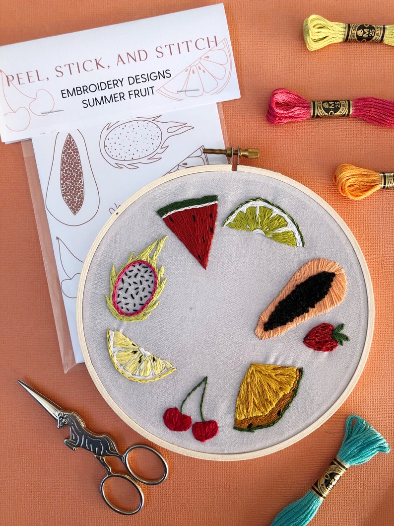 Fruit - Peel Stick and Stitch Hand Embroidery Patterns Single Pack