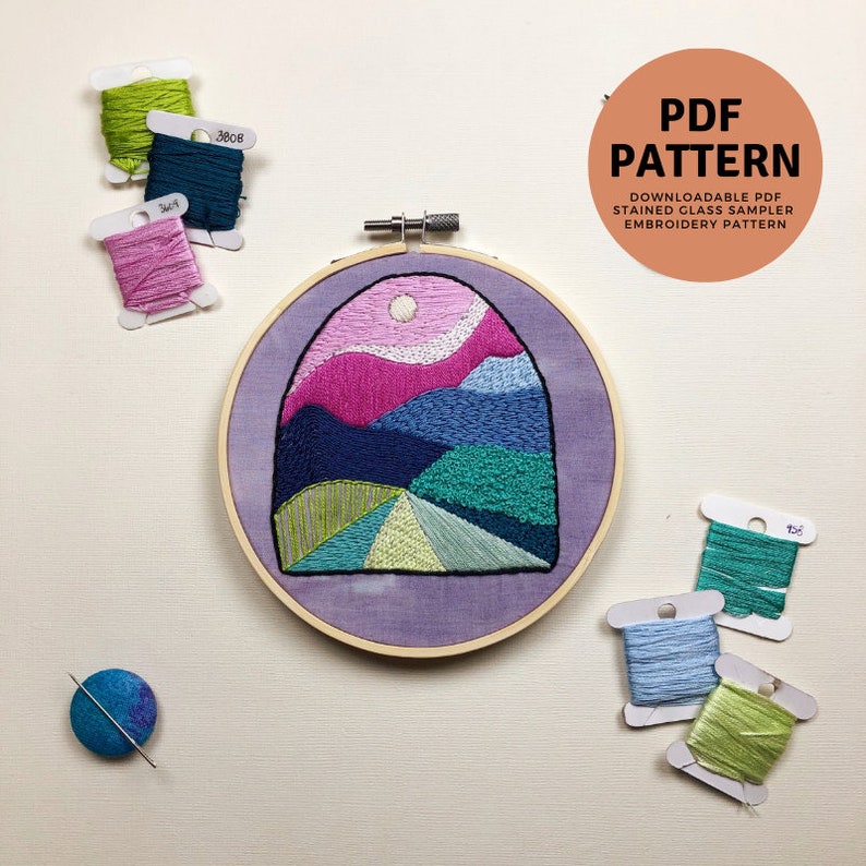 Stained Glass Sampler - Intermediate Hand Embroidery Pattern