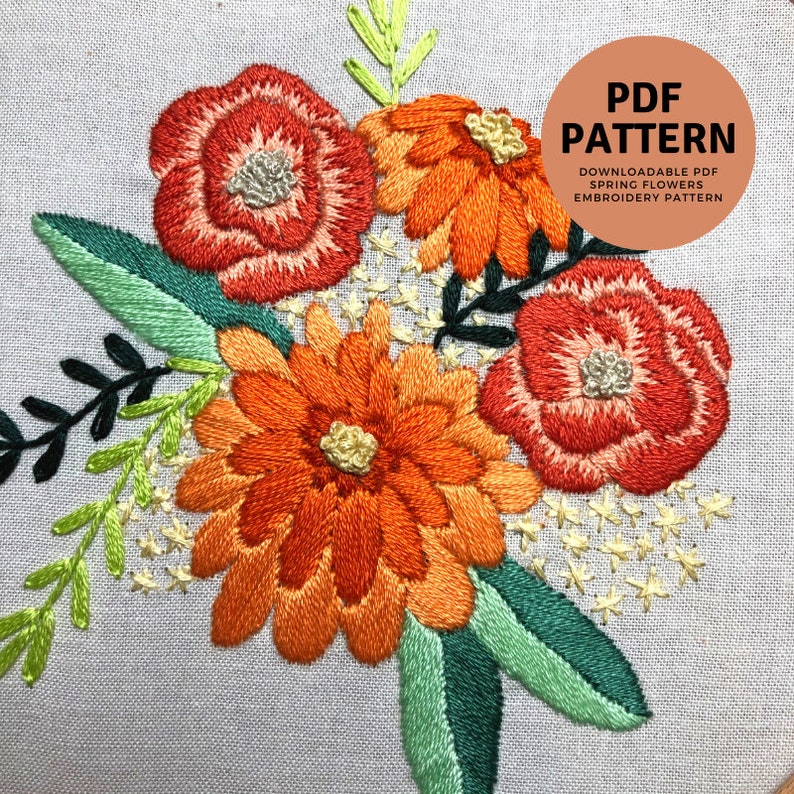 Spring Flowers - Beginner Hand Embroidery Pattern