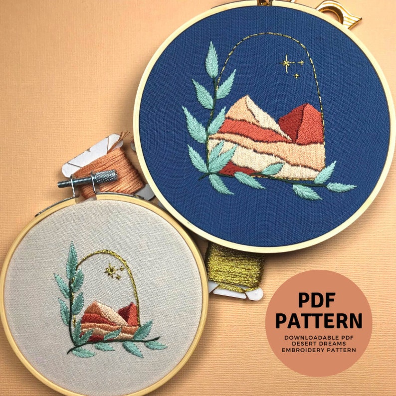 Desert Dreams - Beginner Hand Embroidery Pattern PDF