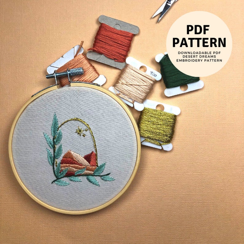Desert Dreams - Beginner Hand Embroidery Pattern PDF