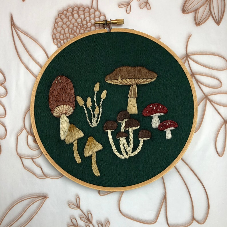 Mushrooms - Peel Stick and Stitch Hand Embroidery Patterns
