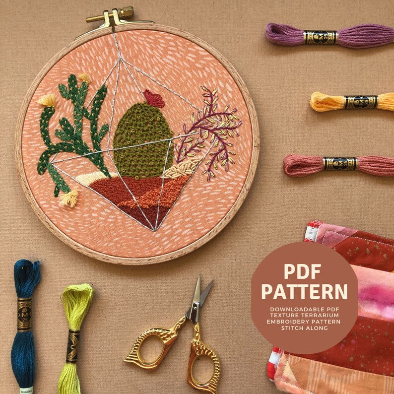 Texture Terrarium - Advanced Hand Embroidery Pattern