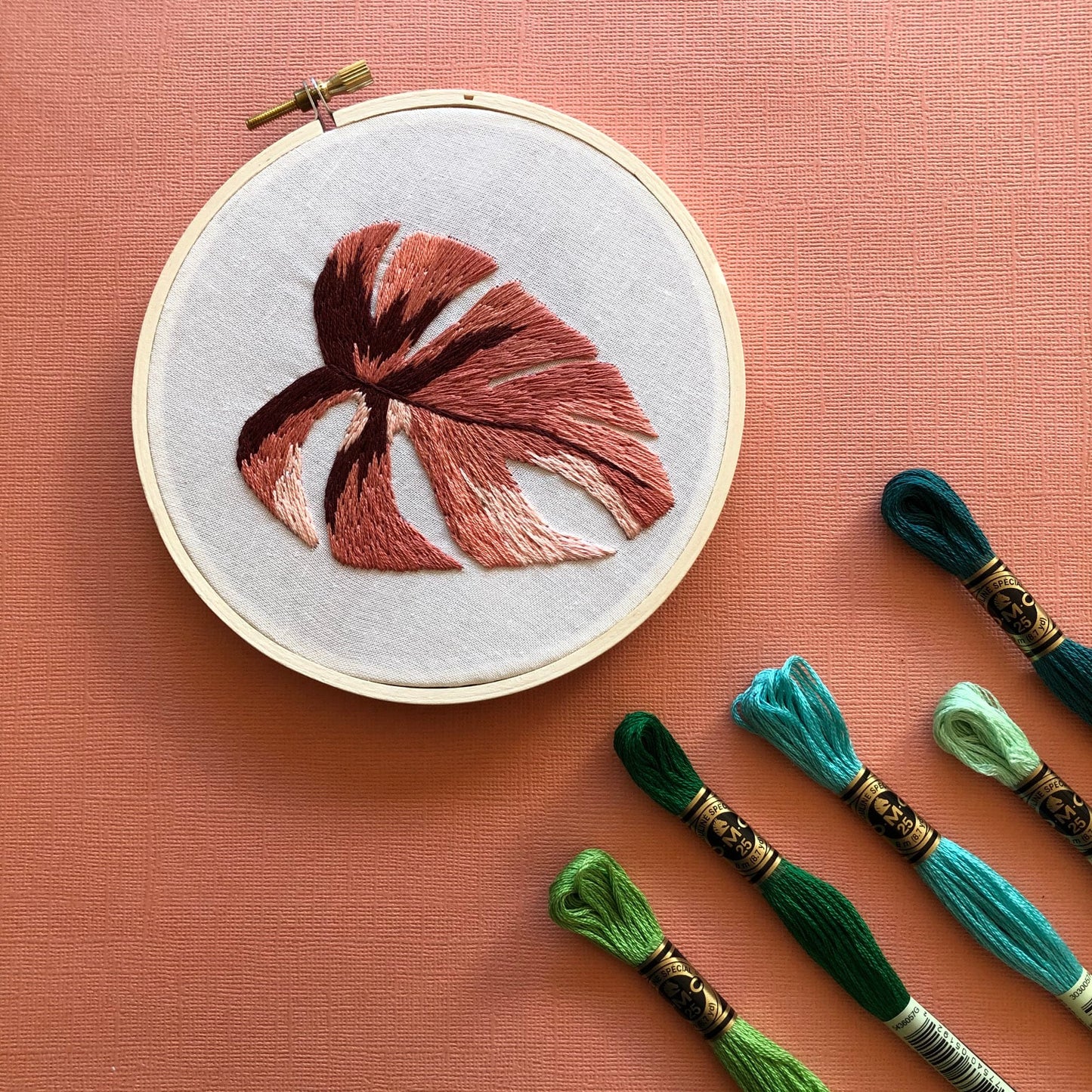 Variegated Monstera- DIY Beginner Hand Embroidery Kit